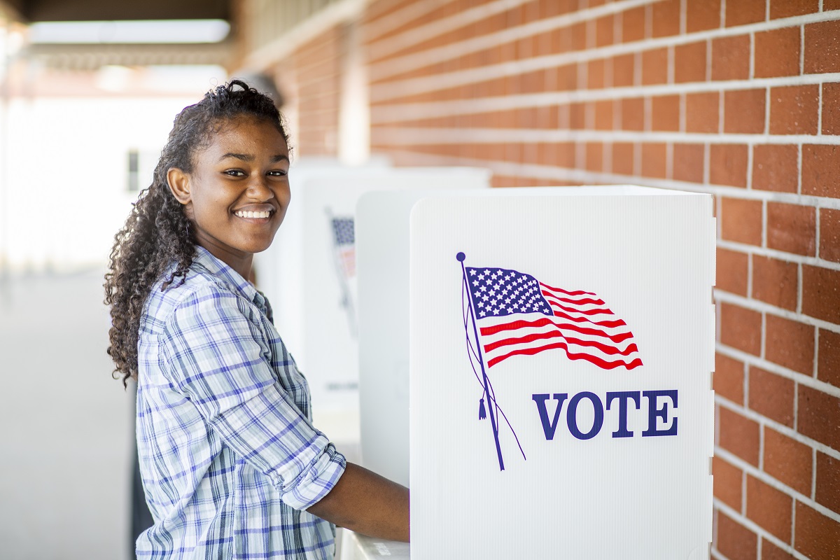 Beautiful Young Black Girl Voting