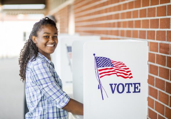 Beautiful Young Black Girl Voting